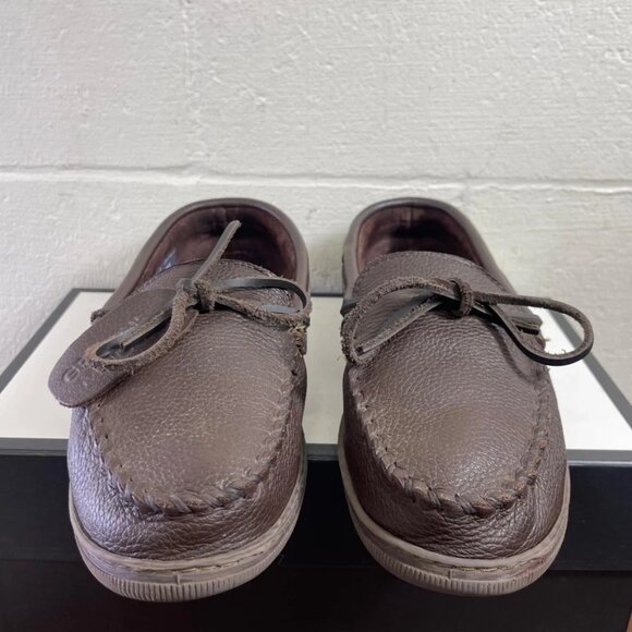 Minnetonka Moosehide Classic 892 Moccasins Brown Leather Slip On Men's 12 US